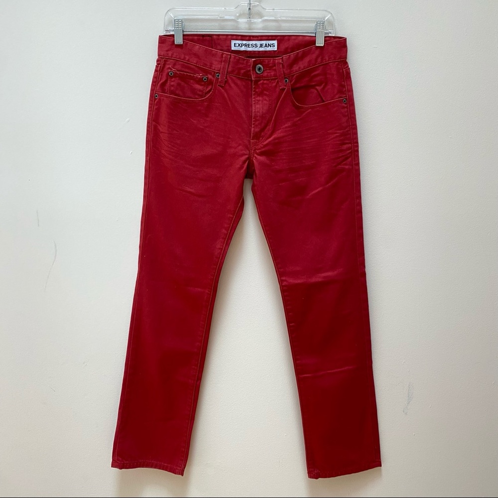 Express Rocco Slim Fit Red Skinny Jeans - Picture 1 of 5